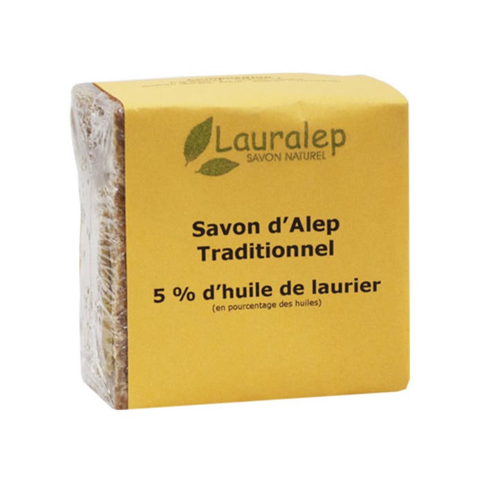 Jabón tradicional de Alepo 5% (en francés) 200g Lauralep