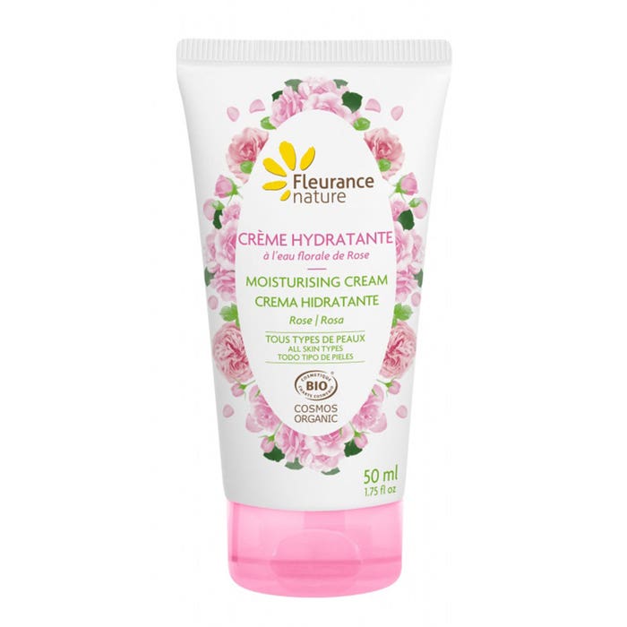 Crema hidratante bio con agua floral de rosas 50 ml Todo tipo de pieles Fleurance Nature