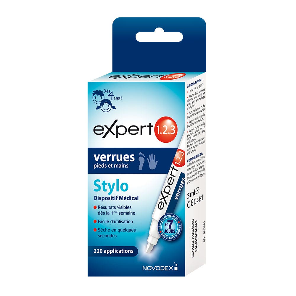Novodex Expert 1.2.3 Pluma para verrugas 3 ml