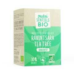 Nutrisante Nutri'sentiels Aceite esencial ecológico de Ravintsara y Árbol del té Immunea 30 cápsulas