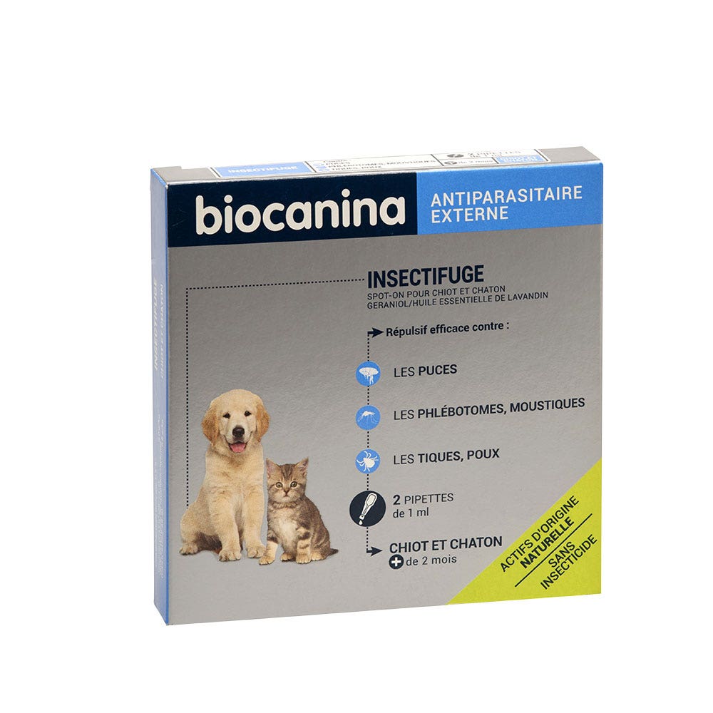 Biocanina Antiparasitario Externo REPELENTE DE INSECTOS CACHORRO GATITO 2 pipetas