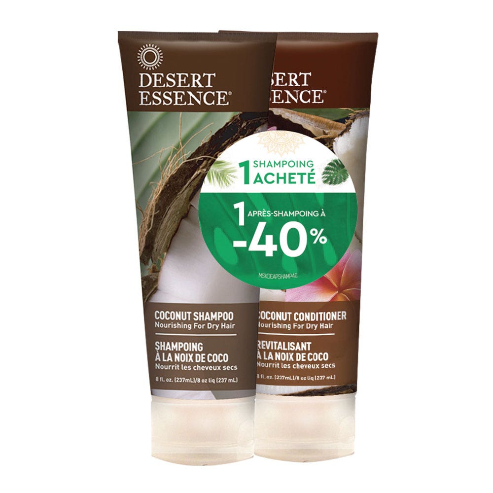 Desert Essence Shampooing & Après Shampooing A La Noix De Coco 2x237ml