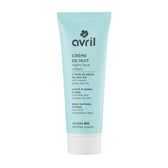 Crema de noche con Aceite de Semilla de Uva Ecológico 50 ml pieles normales a mixtas Avril