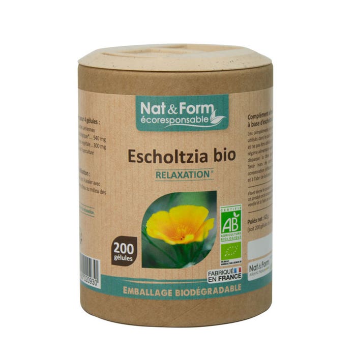 Nat&Form Escholtzia Bio 200 Capsulas relajación 200 Gelules végétales