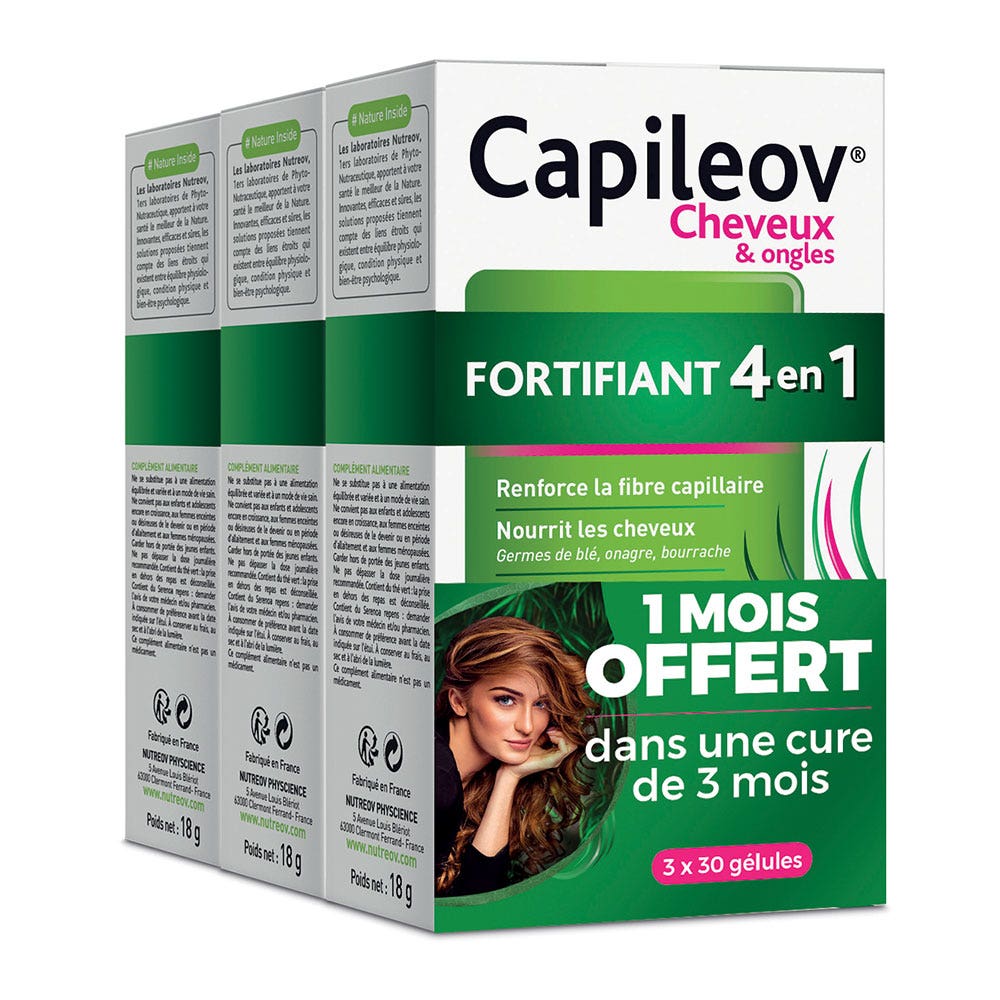 Nutreov Capileov Fortificante 4 en 1 cabello 3x30 cápsulas