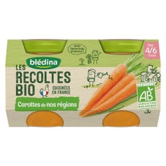 Blédina Les Recoltes Bio macetas de harinas vegetales ecológicas De 4 a 6 meses 2x130g