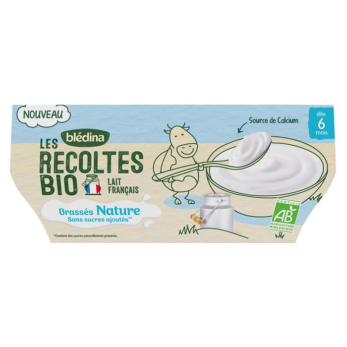 Les Recoltes Yogur natural Nature&Bio 4x100g A partir de 6 meses Blédina