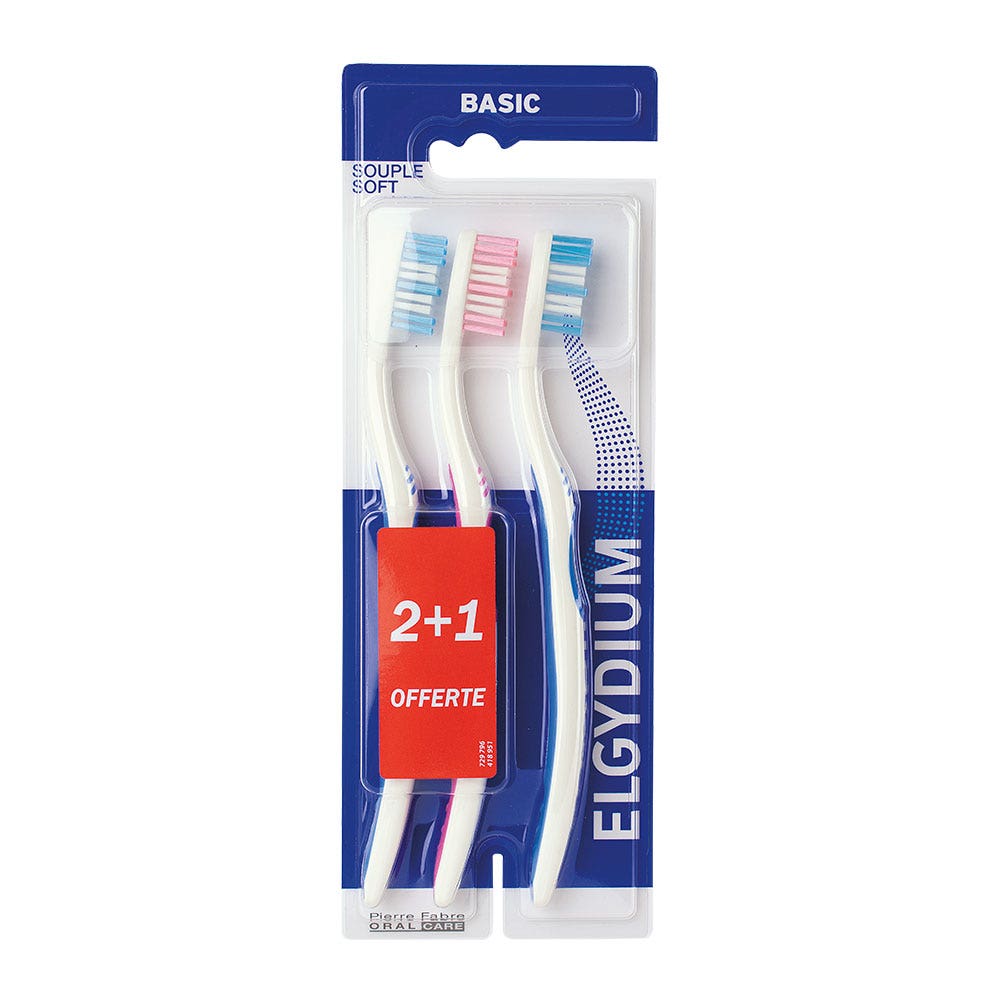 Elgydium Cepillo de dientes Basic Suave Trío x3