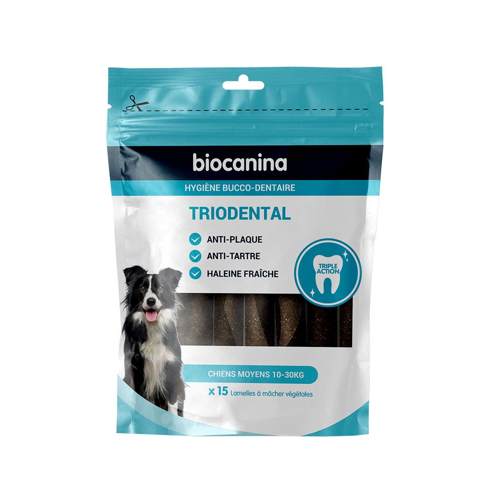 Biocanina Higiene Láminas masticables Triodental Perros medianos 10-30 kg x15
