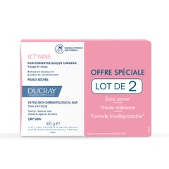 Ducray Ictyane Pastilla jabón dermatológico nutritivo rostro y cuerpo 2x100g