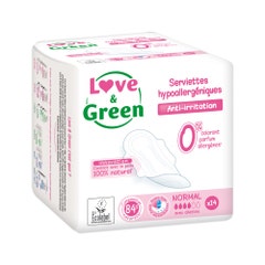 Love&Green Anti-Irritations Compresas Antiirritaciones Normal x14