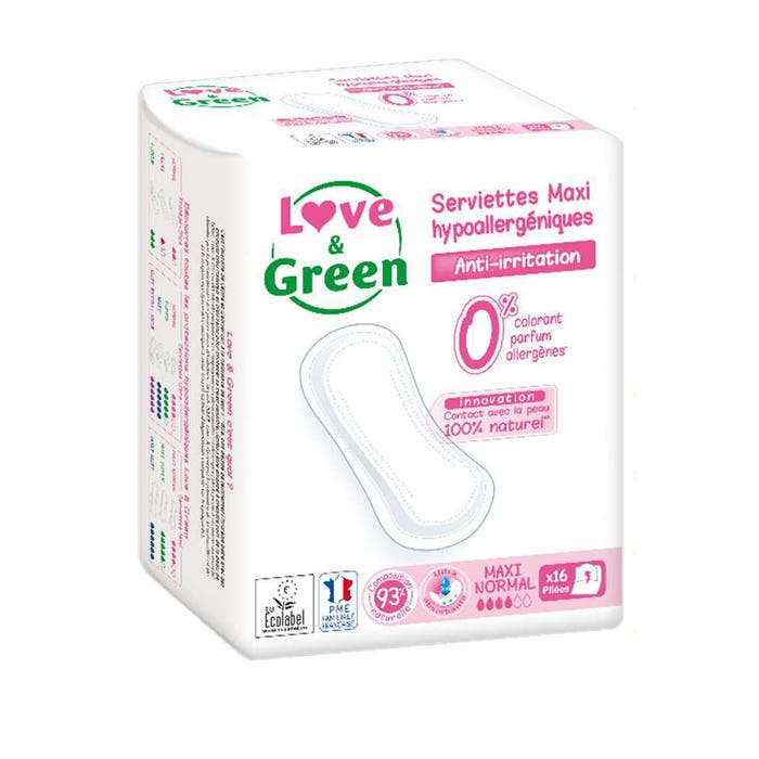 Maxi Normal 16 Toallas Anti-Irritations Love&Green