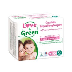 Love&Green Pañales hipoalergénicos Talla 6 Extra Grande + de 15kg x34