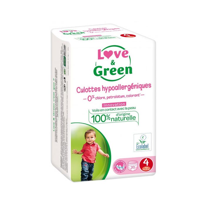 Love&Green Pañales hipoalergénicos Talla 4 Maxi de 8 a 15 kg x20