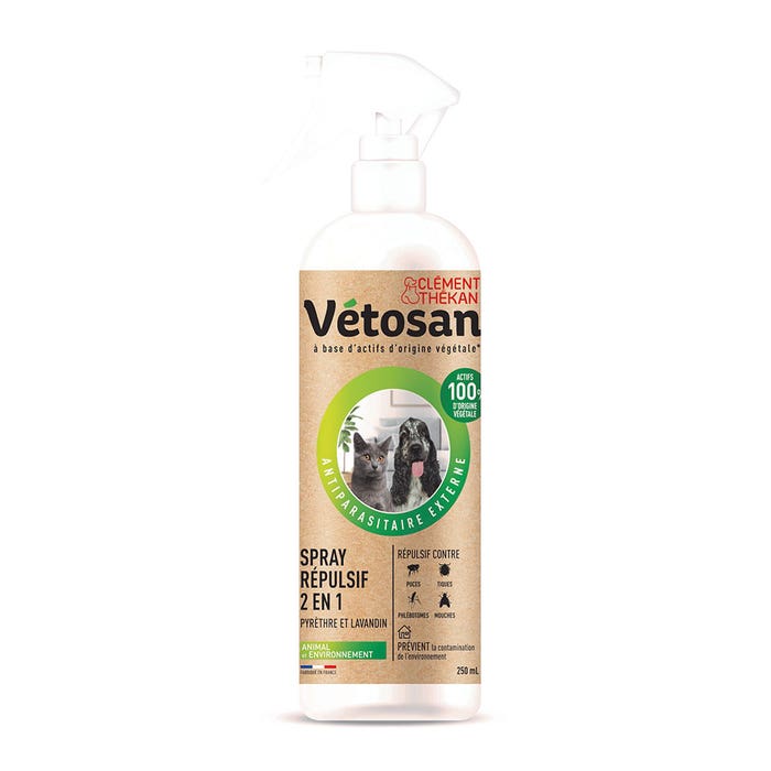Spray Repelente Antiparásitos Perros y Gatos 250ml Vétosan Clement-Thekan