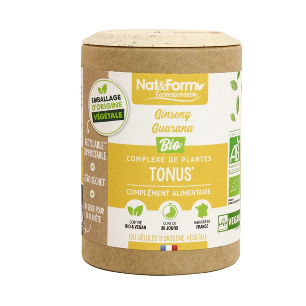 Nat&Form Tonus - Ginseng/Guarana ecológico 120 cápsulas vegetales