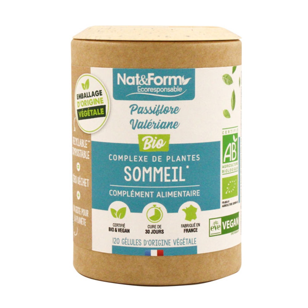 Nat&Form Sueño - Pasiflora/Valeriana bio 120 cápsulas vegetales