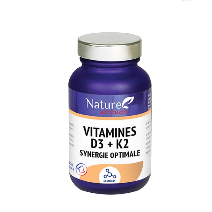 Vitaminas D3 + K2 60 cápsulas Nature Attitude