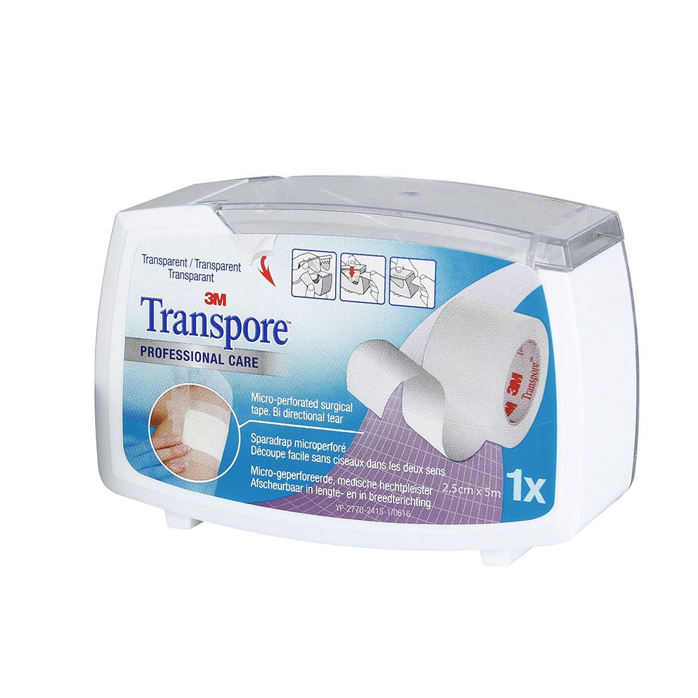 3M Transpore Microperfore Yeso transparente Fácil de cortar 2,5cmx5m