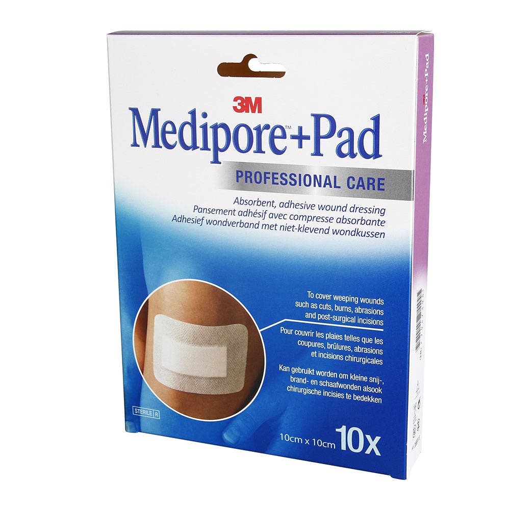 3M Medipore Apósitos adhesivos con gasa 10cmx10cm +Pad x10