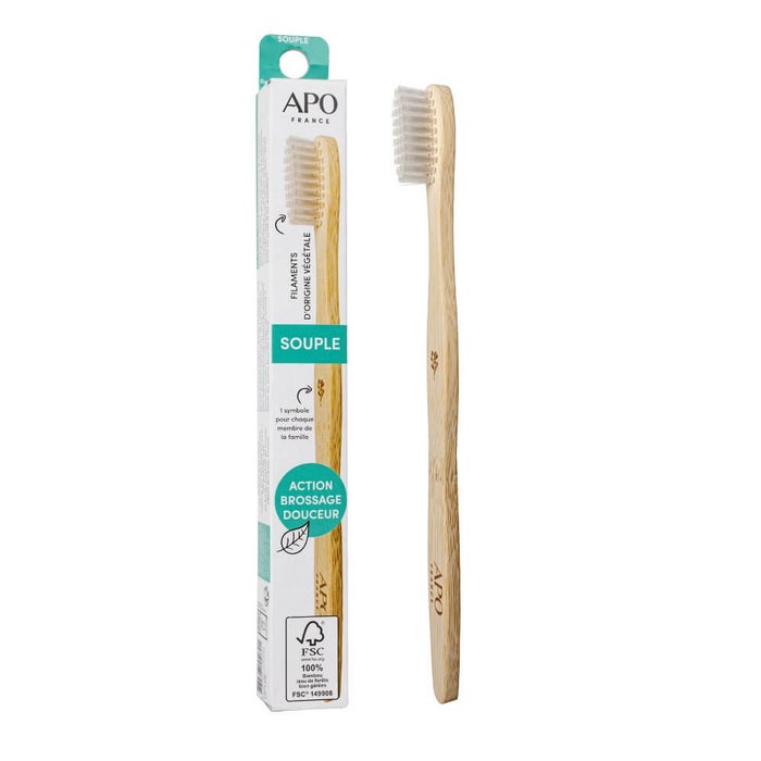 Cepillo de dientes suave de bambú Adultos APO France
