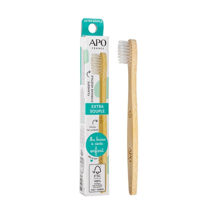Cepillo de dientes de bambú extra suave Niños APO France