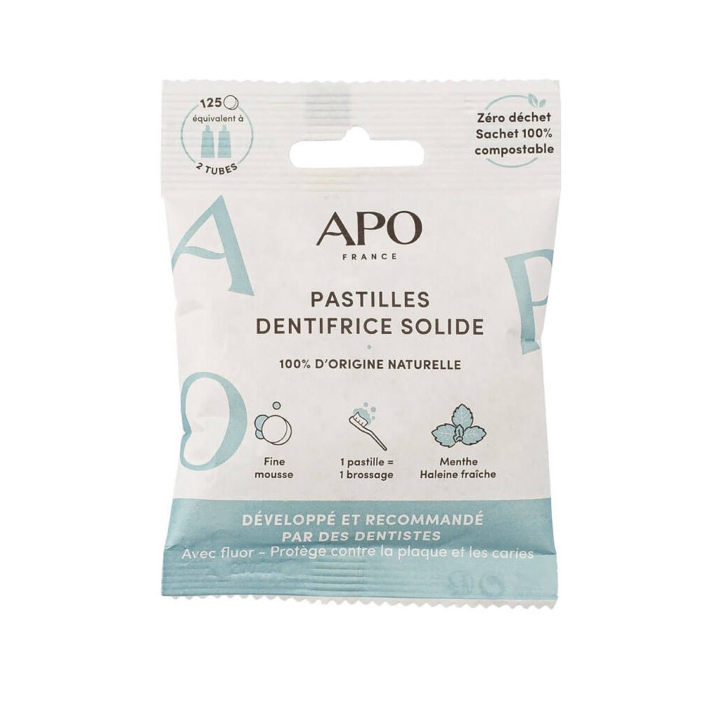 APO France Pasta dentífrica sólida de menta 125 comprimidos