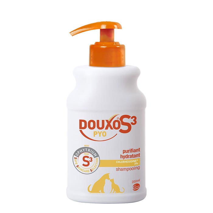 Champú purificante e hidratante 200 ml Douxo S3 Pyo 3% Clorexidina Ceva