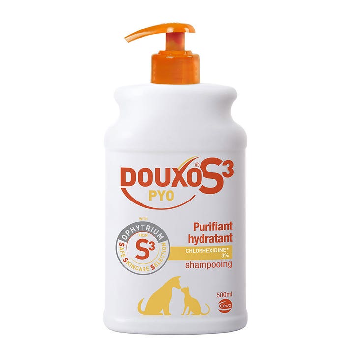Champú purificante e hidratante 500 ml Douxo S3 Pyo 3% Clorexidina Ceva