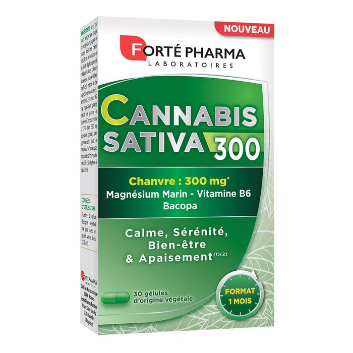 Cannabis Sativa 300 30 cápsulas Chanvre, Magnésium et Vitamine B6 Forté Pharma