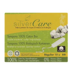 Silver Care Compresas normales de algodón Bio Sin aplicador x18