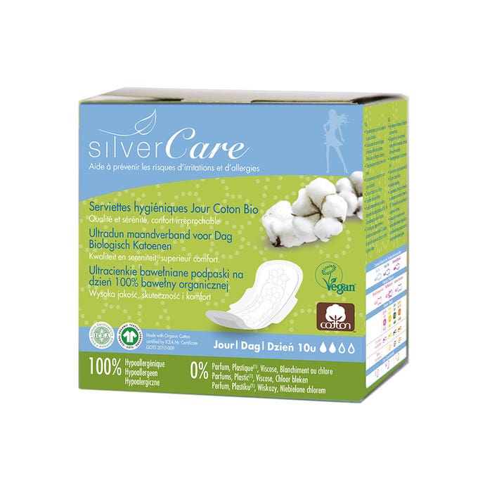Compresas higiénicas de algodón ecológico x10 Silver Care