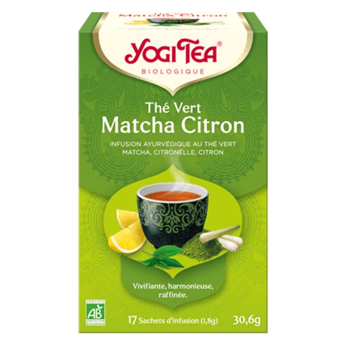 Te Verde Matcha Limon Bio 17 Bolsitas 17 Sachets Yogi Tea