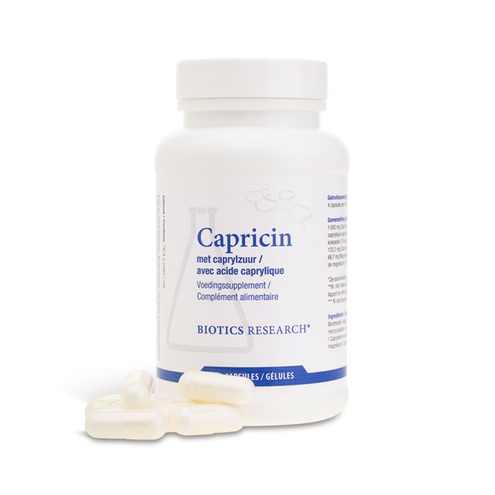 Capricina Ácido caprílico 100 cápsulas Biotics Research