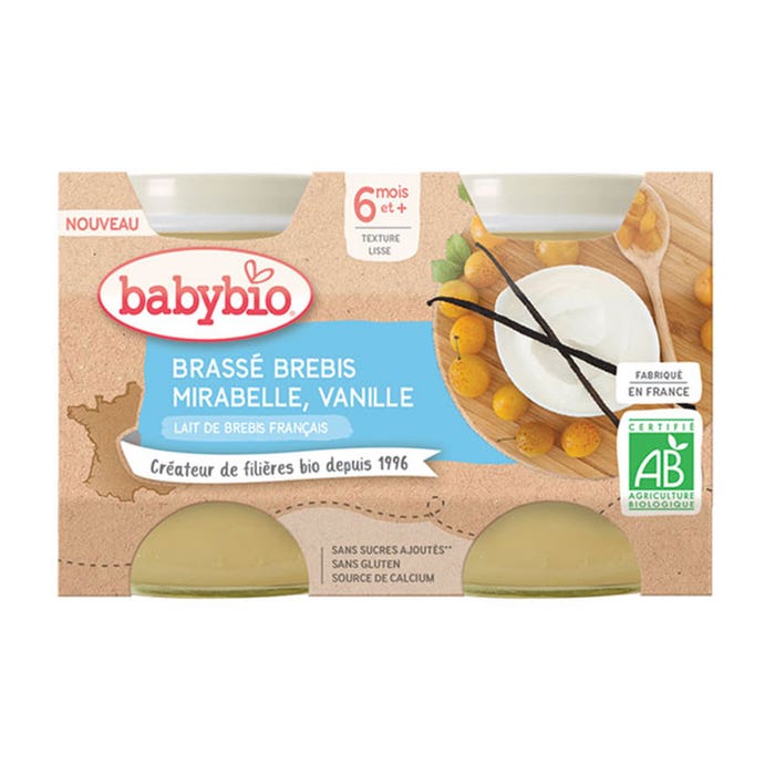 Tarros de leche de oveja francesa ecológica 2x130g Desserts Lactés 6 meses o más Babybio