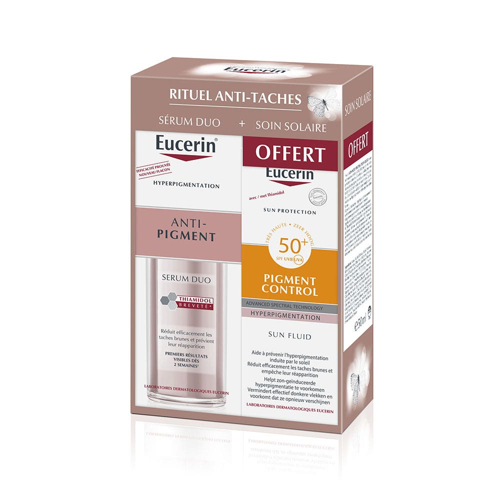 Eucerin Sun Protection Ritual antimanchas sérum dúo anti pigment + solar pigment control SPF50+ gratis 30ml
