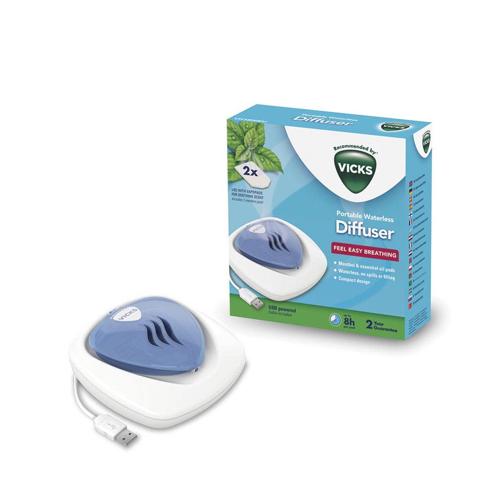 Vicks Difusor portátil sin agua VH1800 Mentol 2 recambios