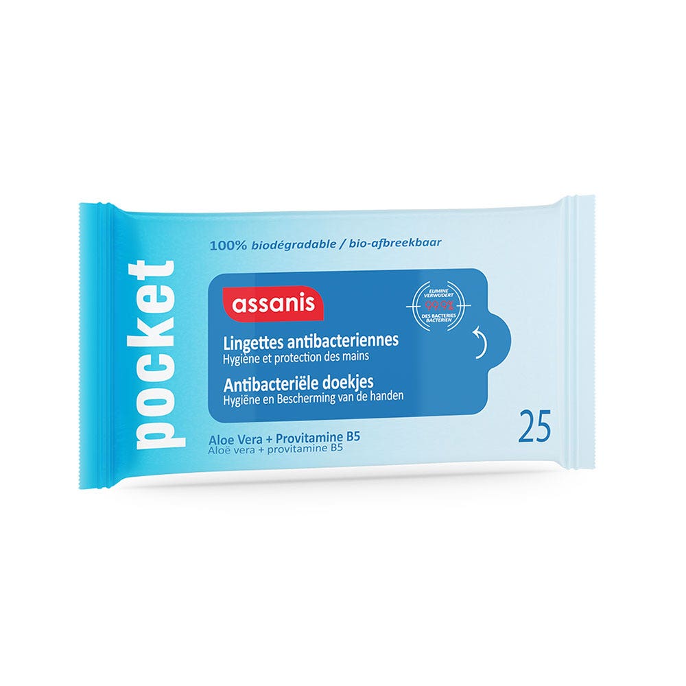 Assanis Pocket Toallitas Antisepticas Formato Bolsillo X25 25 lingettes
