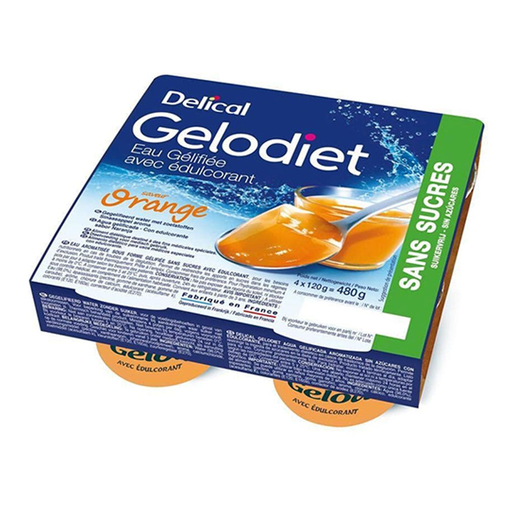 Delical Gelodiet Agua gelificada sin azúcar con edulcorante 4x120g