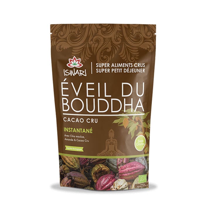 Cacao Cru instantáneo ecológico 360g Eveil du Bouddha Super desayuno Iswari