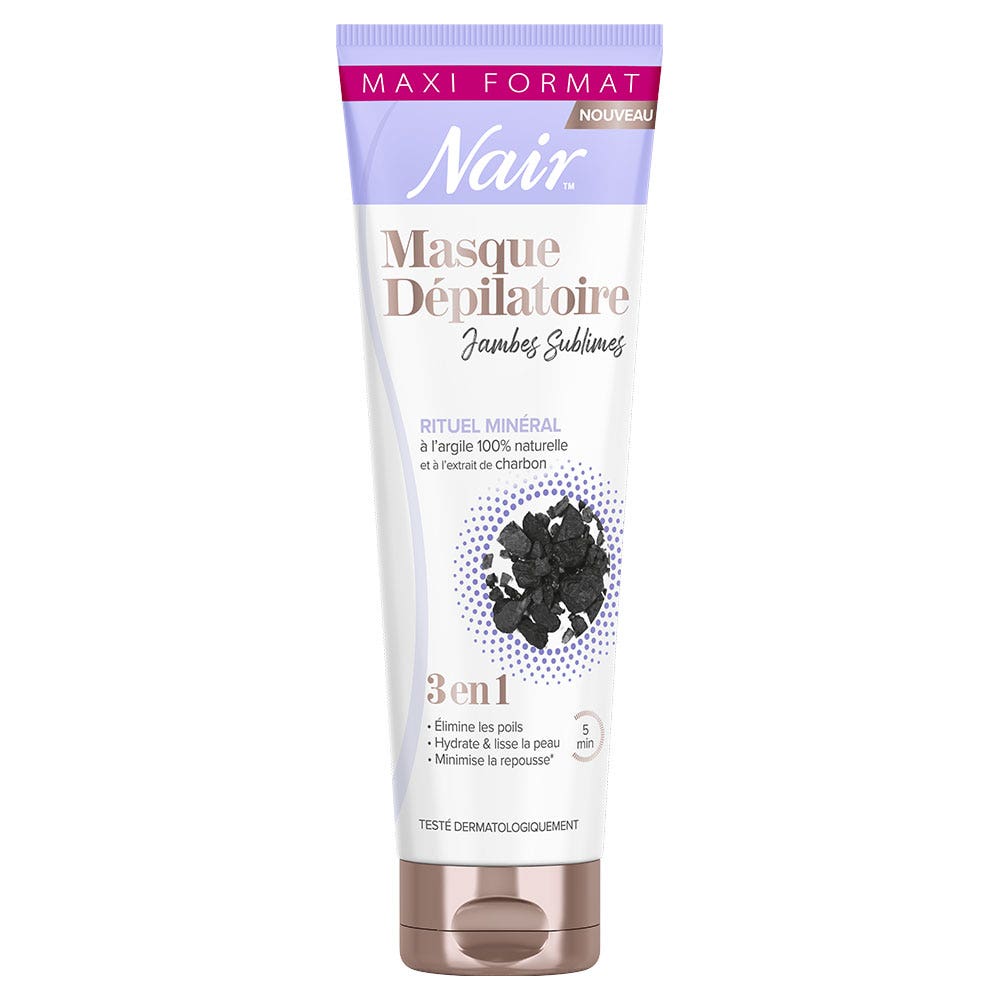 Nair Rituel Mascarilla depilatoria mineral con extracto de carbón vegetal 3 en 1 Piernas sublimes 180 ml