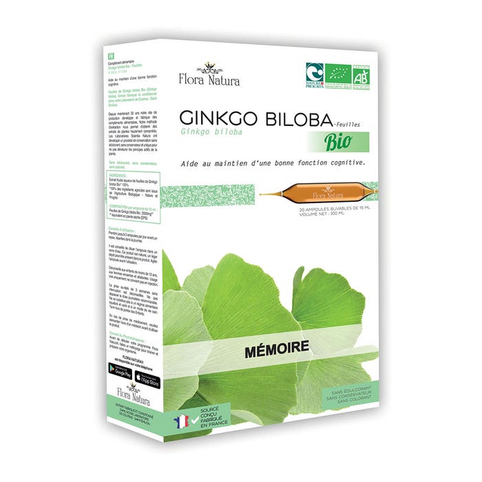 Ginkgo Biloba ecológico 20 ampollas Memoria Flora Natura
