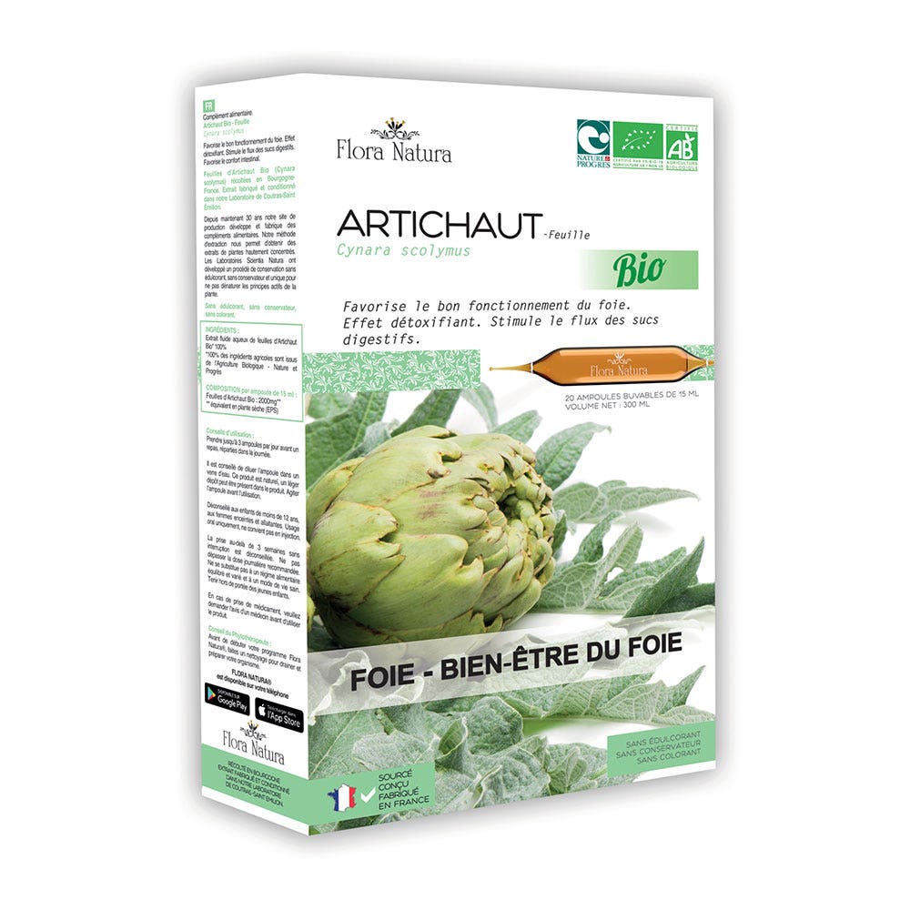 Flora Natura Alcachofa ecológica Hígado y Bienestar hepático 20 ampollas