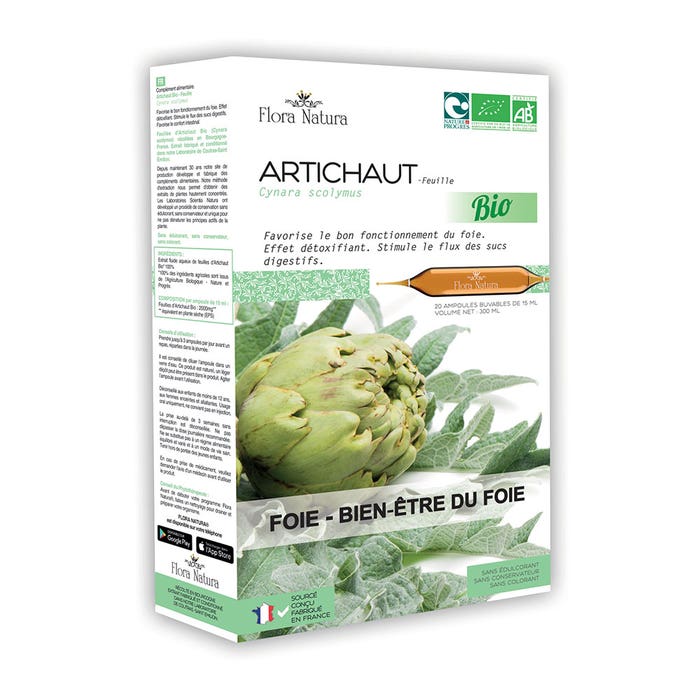 Alcachofa ecológica 20 ampollas Hígado y Bienestar hepático Flora Natura