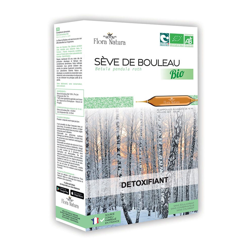 Flora Natura Savia de abedul ecológica Desintoxicante 20 ampollas