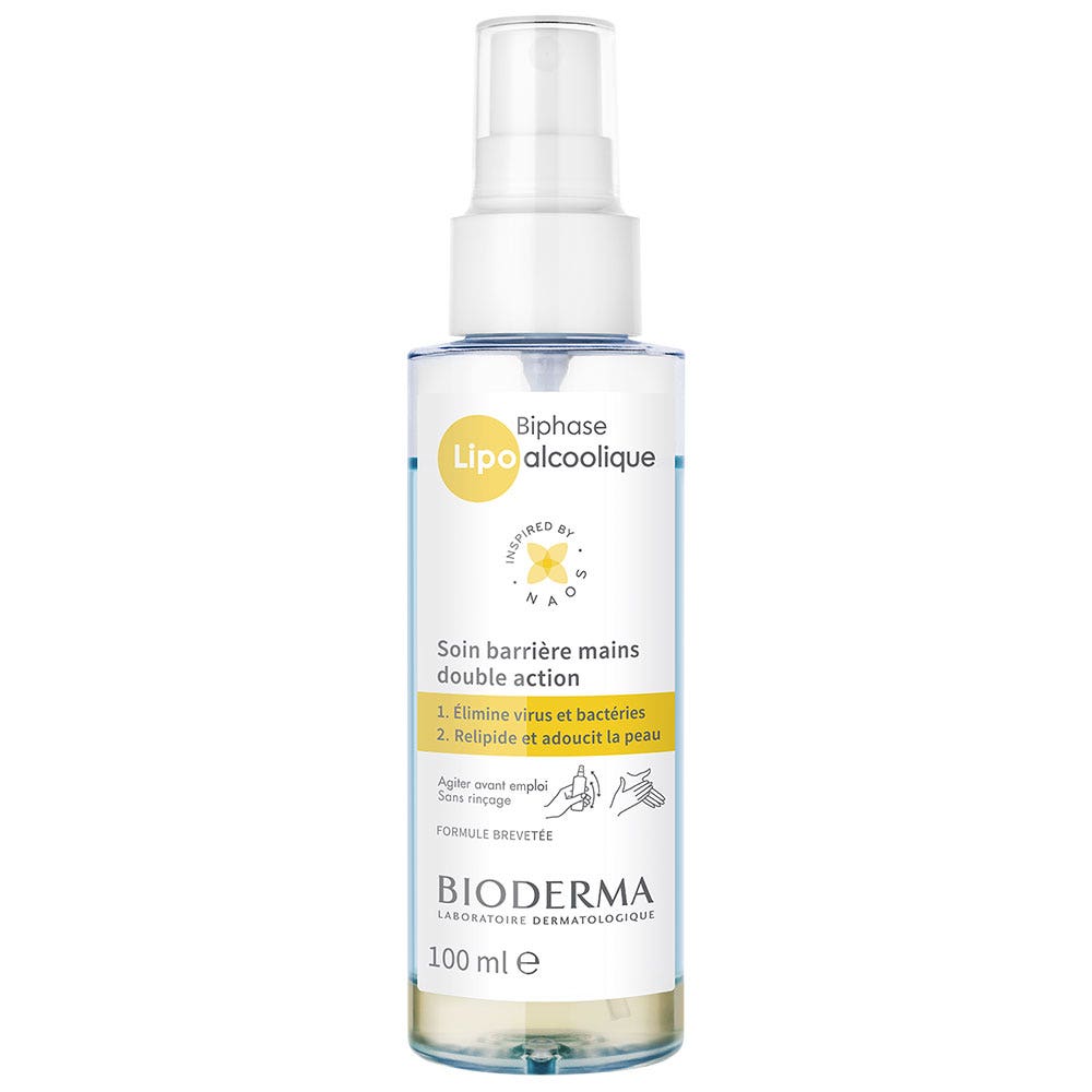 Bioderma Biphase Lipo Alcoolique Gel Efecto Barrera Manos Doble Acción 100ml