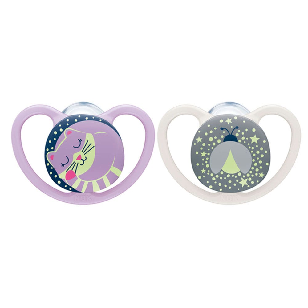 Nuk Space Chupetes fisiológicos noche de 18 a 36 meses 2 x