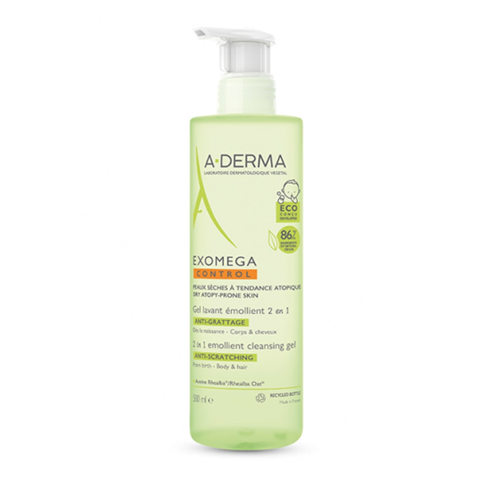 A-Derma Exomega Control Gel Limpiador Emoliente Cuerpo Y Cabello 500ml