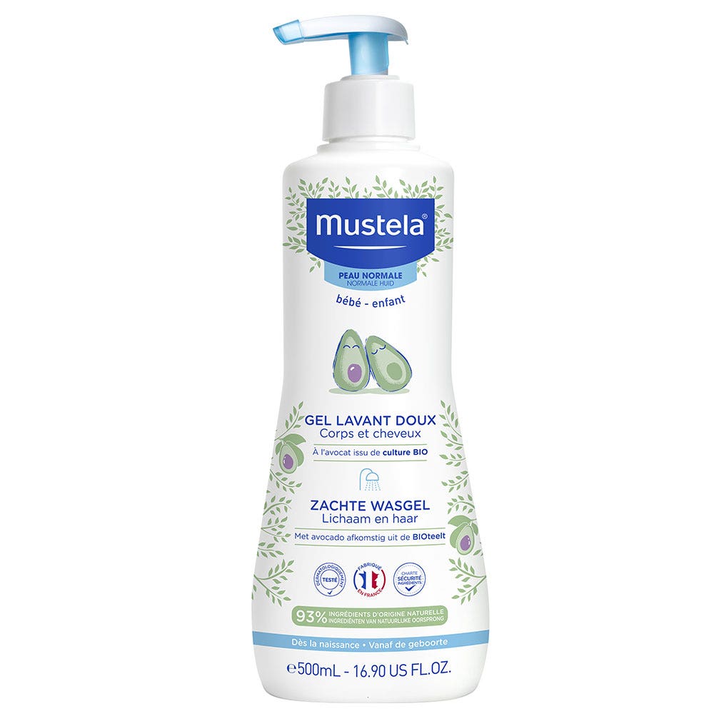 Mustela Gel De Baño Suave Cuerpo y Cabello Peaux Normales 500ml
