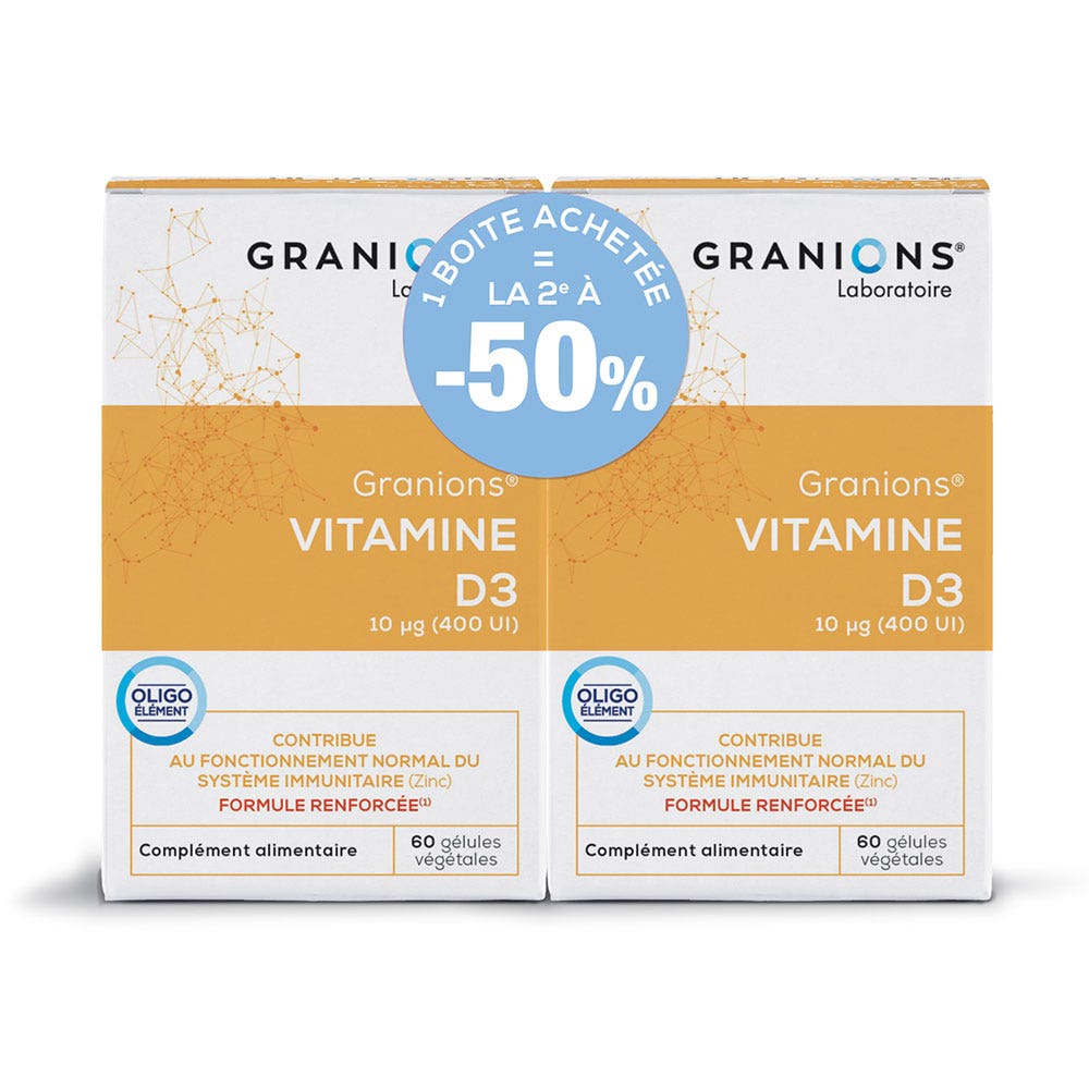 Granions Pack vitamina D3 2º al 50% de descuento 2x60 cápsulas